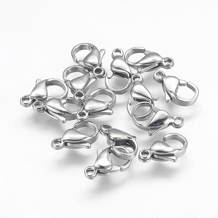 Tarnish Resistant 304 Stainless Steel Lobster Claw Clasps Hand Polished STAS-F125-12x7mm-P-1