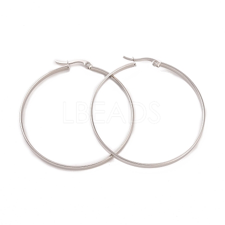 Tarnish Resistant 201 Stainless Steel Big Hoop Earrings with 304 Stainless Steel Pins for Women EJEW-E146-07P-A-1