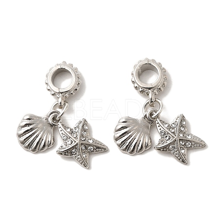 Rack Plating Alloy Crystal Rhinestone European Dangle Charms FIND-H005-01P-1