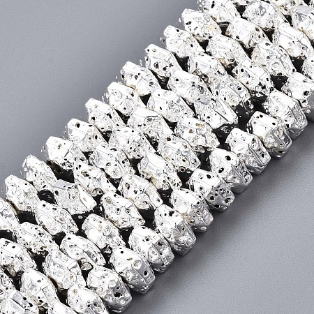 Electroplated Natural Lava Rock Beads Strands G-T114-66S-1