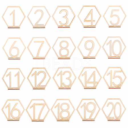 Wood Table Numbers Cards AJEW-PH0016-59-1