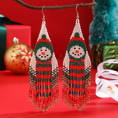 Christmas Snowman Tassel Dangle Earrings HE6609-1