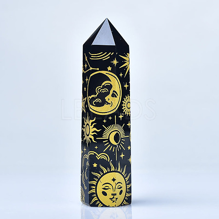 Sun & Moon Pattern Natural Obsidian Display Decoration WG16568-02-1