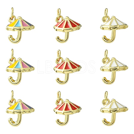 9Pcs 3 Colors Brass Enamel Charms KK-CJ0014-16-1