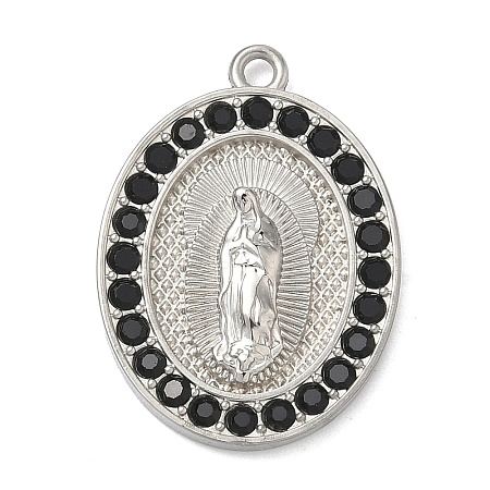 304 Stainless Steel & Rhinestone Pendants STAS-G371-09E-02P-1