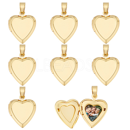 8Pcs Brass Locket Pendants KK-ME0001-61-1