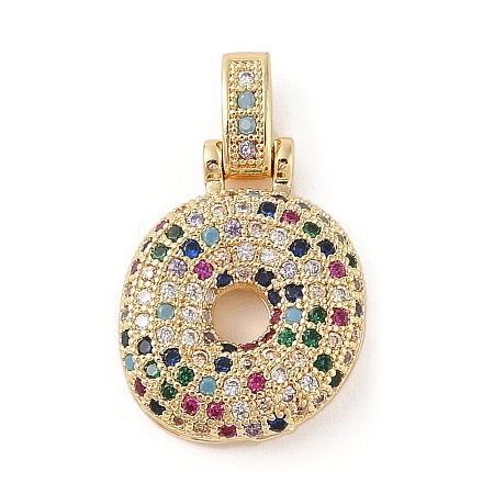 Brass Micro Pave Cubic Zirconia Pendants ZIRC-P121-01G-O-1