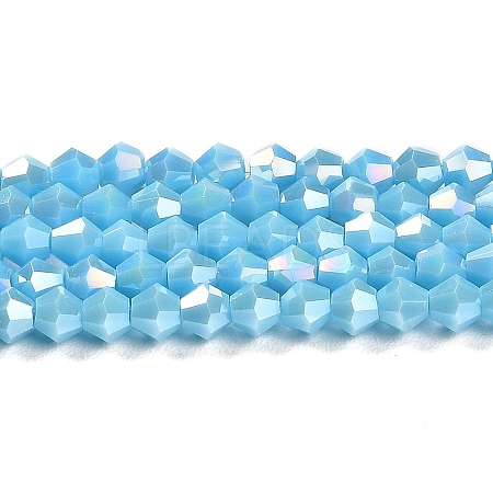 Opaque Solid Color Electroplate Glass Beads Strands EGLA-A039-P4mm-B12-1