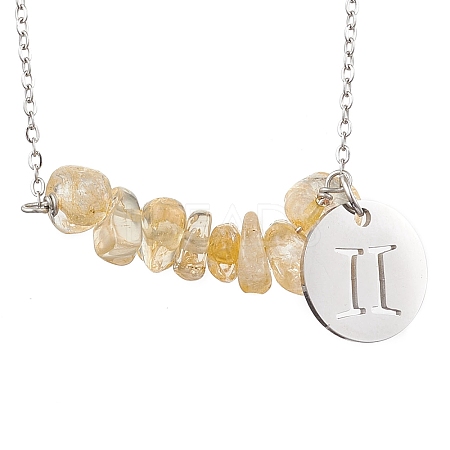 Natural Citrine Chip & Constellation Pendant Necklaces NJEW-JN05084-03-1