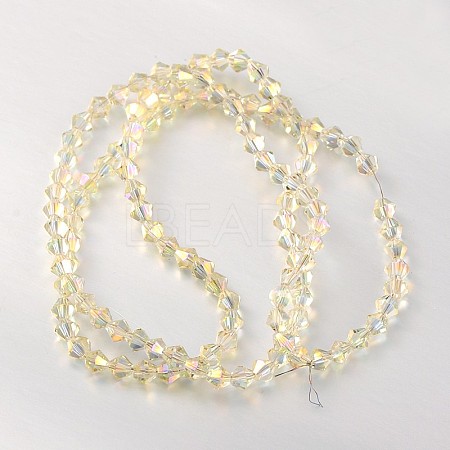 Electroplate Faceted Bicone Glass Beads Strands EGLA-P017-4mm-14-1