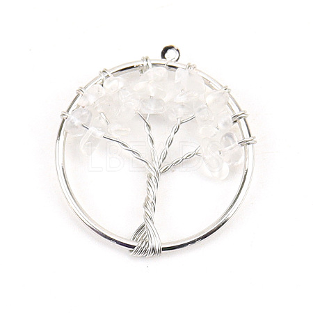 Natural Quartz Crystal Tree fo Life Pendants WG82707-16-1