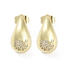 Teardrop Rack Plating Brass Cubic Zirconia Stud Earrings for Women EJEW-B047-02G-04-1