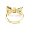 Bowknot Rack Plating Brass Micro Pave Clear Cubic Zirconia Adjustable Rings for Women RJEW-D020-01G-3