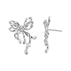 Brass Pave Clear Cubic Zirconia Stud Earring Findings KK-N232-438P-B-3