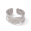 304 Stainless Steel Twist Wave Open Cuff Ring for Women RJEW-C045-22P-2