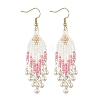 304 Stainless Steel Glass Seed Beads Arrow Dangle Earrings EJEW-MZ00554-02-3