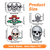 HOBBIESAY 5Pcs 5 Style Skull Computerized Embroidery Cloth Iron on Patches PATC-HY0001-23-2