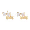 Brass Pave Clear Cubic Zirconia Stud Earring Findings KK-N231-350B-2