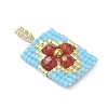 Beaded Rectangle Charms PALLOY-MZ01149-01-3
