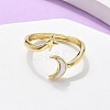 Brass Shell Cuff Rings for Women RJEW-C126-14G-2