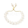 Natural Pearl Beaded Slider Bracelet with Brass Snake Chain BJEW-B066-01B-03-1