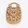 Brass Micro Pave Cubic Zirconia Pendants ZIRC-P049-18G-1