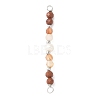 Faceted Round Natural Mixed Gemstone & Potato Natural Cultured Freshwater Pearl Beaded Connector Charms PALLOY-JF03532-2