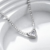 304 Stainless Steel Clear Cubic Zirconia Heart Pendant Necklaces for Women NJEW-Z044-15P-02-1