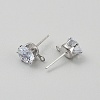 925 Sterling Silver Micro Pave Cubic Zirconia Stud Earring Findings STER-WH0061-60P-2