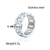 Stainless Steel Enamel Curb Chains Finger Rings WJ4756-6-2