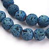 PVD Vacuum Plating Electroplated Natural Lava Rock Bead Strands G-E432-8mm-02-1