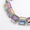 Electroplate Crystal Glass Square Beads Strands EGLA-F064B-12-1