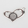 Vintage Tibetan Style Alloy Open Heart Pendant Cabochon Bezel Settings X-TIBEP-O006-11AS-1