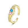 Brass Pave Cubic Zirconia Cuff Open Rings WGBC26E-02-1