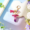 Alloy Resin Butterfly Keychains KEYC-TADJ0002-02G-T-4