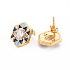 Brass Micro Pave Clear Cubic Zirconia Stud Earrings EJEW-S210-016D-NR-2