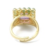 Natural Amethyst & Green Aventurine Rectangle Adjustable Ring RJEW-B030-01A-10-4