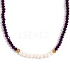 Fashion European Style Pearl Pendant Necklace for Women Handcrafted Stainless Steel Freshwater Pearl Deep Cut Crystal AX4759-4-1