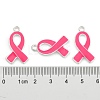 Breast Cancer Pink Awareness Ribbon Alloy Enamel Pendants X-ENAM-E262-S-3
