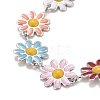 Enamel Daisy Link Chains Bracelet BJEW-P271-01P-06-2