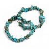 Unisex Chip Synthetic Turquoise(Dyed) Beaded Stretch Bracelets BJEW-S143-05-1