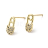 Rack Plating Brass Safety Pin Stud Earrings with Cubic Zirconia EJEW-D061-36G-1