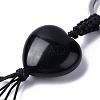 Natural Obsidian Heart with Mixed Gemstone Tassel Keychains KEYC-P012-03P-03-2