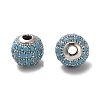 Rhodium Plated 925 Sterling Silver Micro Pave Cubic Zirconia Beads STER-H110-24B-07P-2