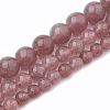 Natural Dyed Strawberry Quartz Beads Strands G-S295-15-6mm-1-2