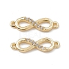 Brass Micro Pave Clear Cubic Zirconia Connector Charms KK-E068-VB388-2