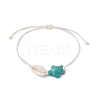Synthetic Turquoise Turtle & Natural Shell Braided Bead Bracelet BJEW-JB09814-01-1