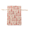 Christmas Theme Linenette Drawstring Bags CON-PW0001-074B-07-1