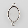 Tibetan Style Alloy Flat Oval Cabochon Connector Settings TIBE-M022-06AS-5