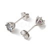 925 Sterling Silver Moissanite Rhinestone Stud Earrings EJEW-U042-05P-03-2